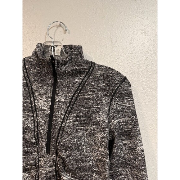 Lululemon Cypress Kiss 1/2 Zip Jacket Womens 4 Rush Jacquard Black White FLAWS - Picture 5 of 8